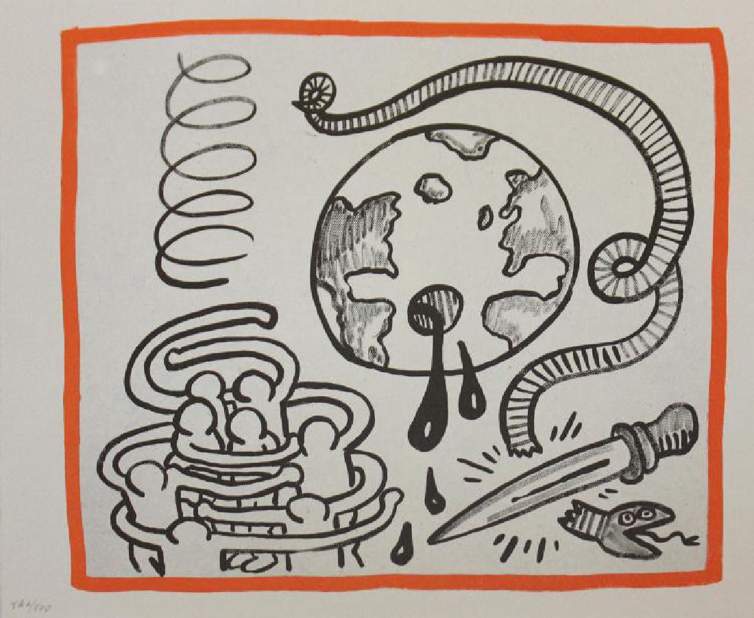 Keith Haring, from Against All Odds: Artist:Keith Haring Suite: Against All Odds Year: 1990 Medium: Lithograph Edition: From the rare limited edition of 500 Size: 10 1/3" x 8 1/2" COA provided. Guaranteed authentic.