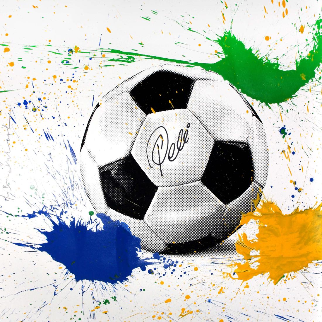 Mr. Brainwash - The King Pele: Artist: Mr. Brainwash Title: The King Pele Year: 2016 Dimensions: 22.5in. by 22.5in. Edition: 72 from the limited edition of 75 Medium: Original serigraph hand