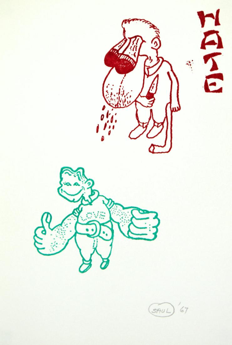 Peter Saul - Hate: Artist: Peter Saul Title: Hate Year: 1967 Dimensions: 11.4in. by 9in. Edition: 60 from the limited edition of 225 Publisher: Indianakatz New York Sui