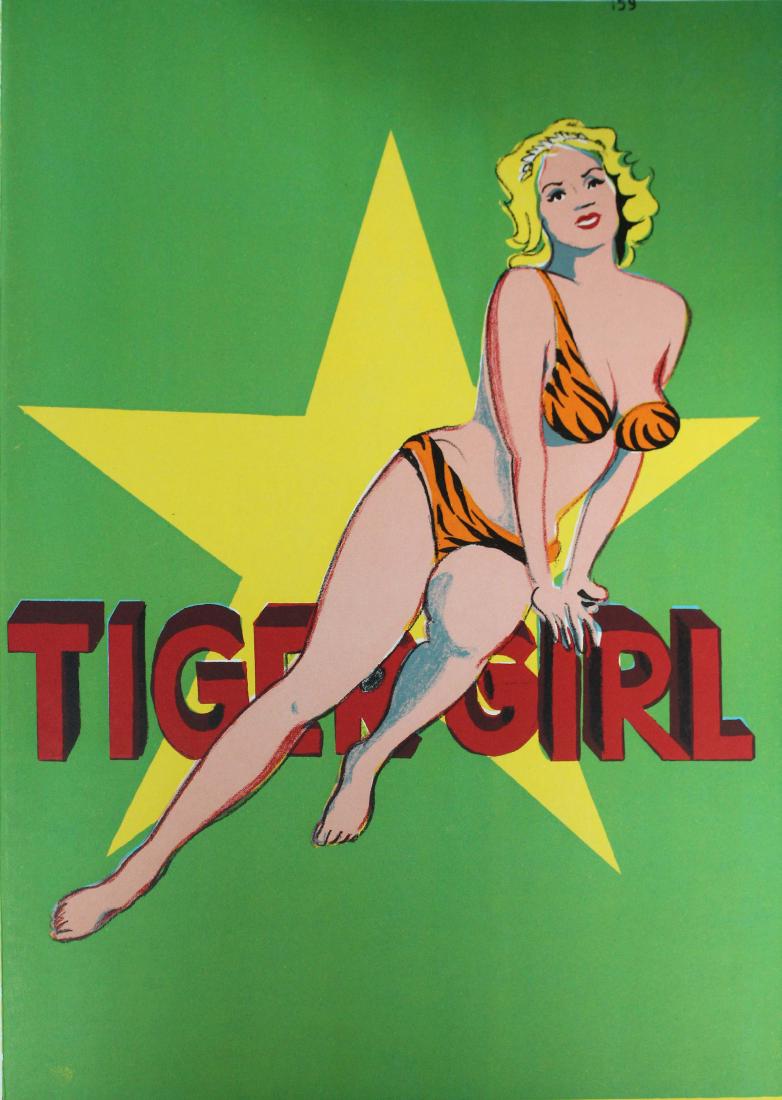 Mel Ramos "Tiger Girl": Artist: Mel Ramos Title: Tiger Girl Suite: One Cent Life Year: 1964 Medium: Original lithograph in colors on white wove paper Size: 16" x 11 1/2" Edition: From the limited edition of 2000