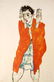 Egon Schiele - Selbstdarstellung Mit Orangefarbenem