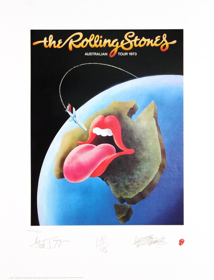 The Rolling Stones - Australian Toue 1973: Artist: The Rolling Stones Title: Australian Toue 1973 Year: 1994 Dimensions: 23.5in. by 17.5in. Edition: 4910 from the limited edition of 2500 Publisher: Music