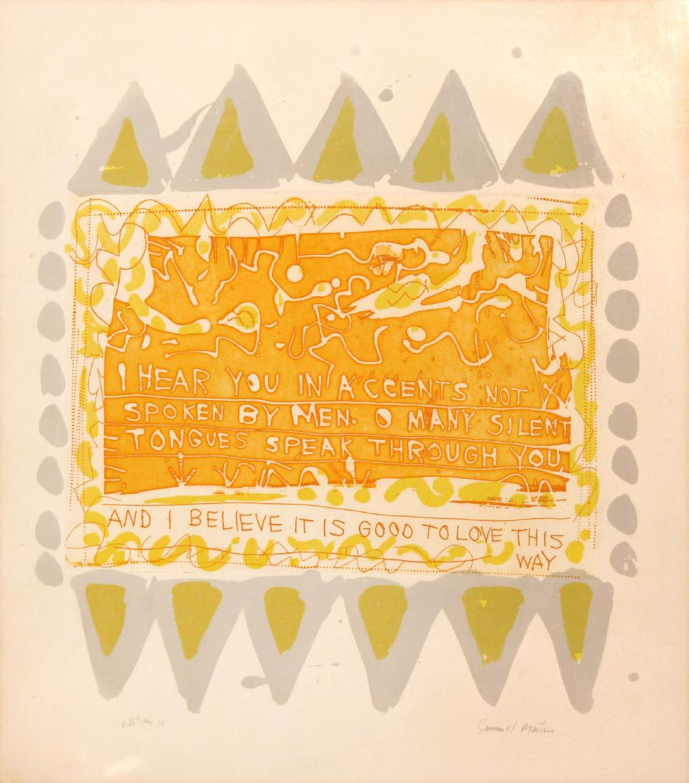 Sam Maitin - Untitled: Artist: Sam Maitin Title: Untitled Dimensions: 20.5in. by 17.75in. Edition: From the rare limited edition of 10 Medium: Original etching with aquatint on paper Cond