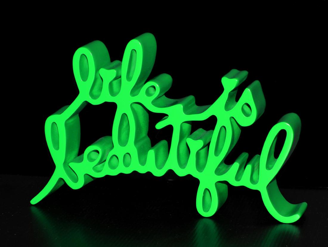 Mr. Brainwash - Life is Beautiful: Title: Life is Beautiful Artist: Mr. Brainwash Dimensions: 8.75 x 5.5 Medium: Resin cast thermal coated sculpture Signature: Hand signed, numbered, and dated on the bottom of