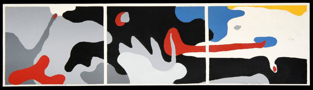 Hans Richter - Dusk - Night - Dawn: Artist: Hans Richter Title: Dusk - Night - Dawn Year: 1949 Dimensions: 8.5in. by 31in. Edition: From the rare limited edition Medium: Original lithograph on pap