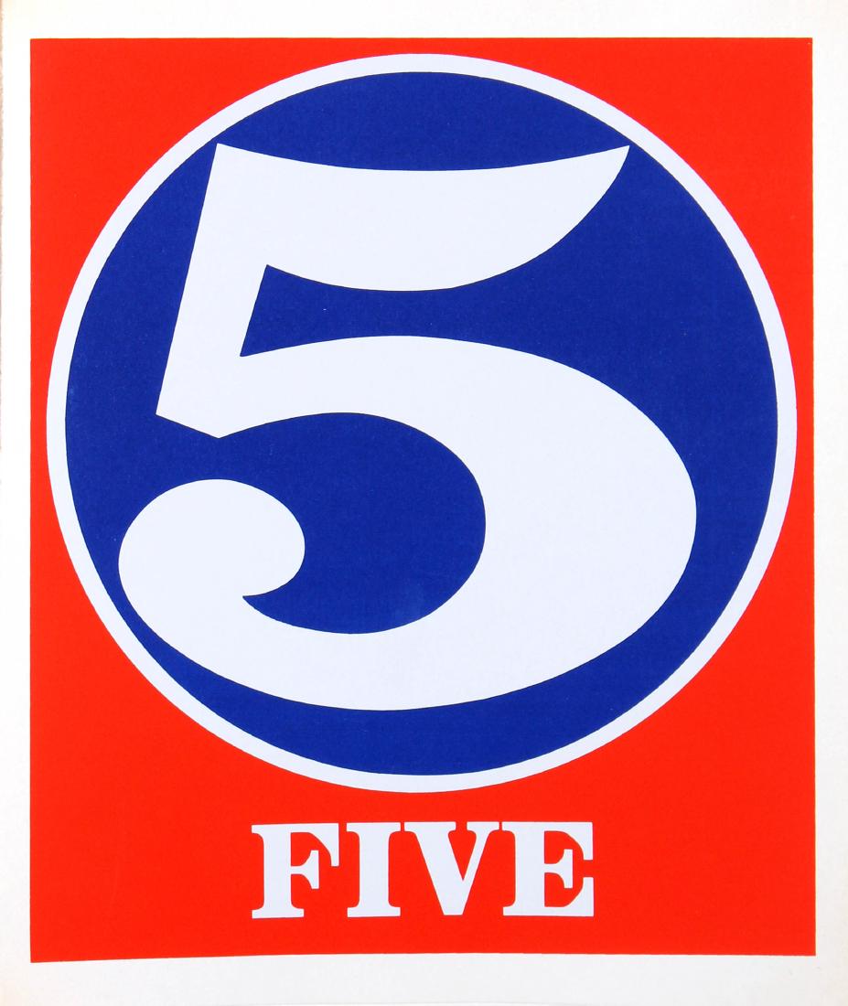 Robert Indiana - Five: Artist: Robert Indiana Title: Five Year: 1968 Dimensions: 10in. by 8.25in. Edition: From the limited edition of 2500 Publisher: Edition Domberger Stuttgart