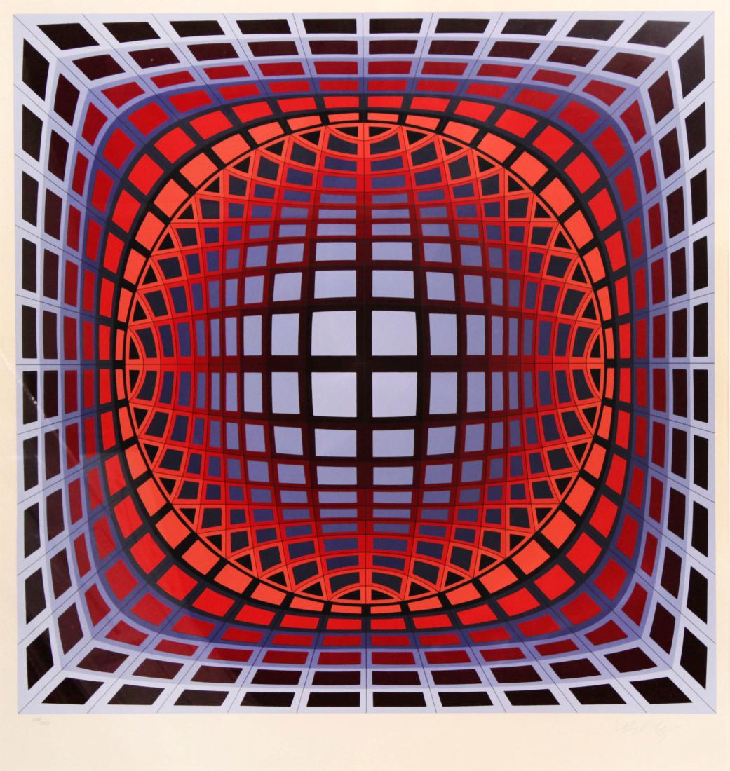 Victor Vasarely - Uran: Artist: Victor Vasarely Title: Uran Dimensions: 26in. by 26in. Edition: 206 from the limited edition of 250 Medium: Original serigraph on paper Condition: Mint<