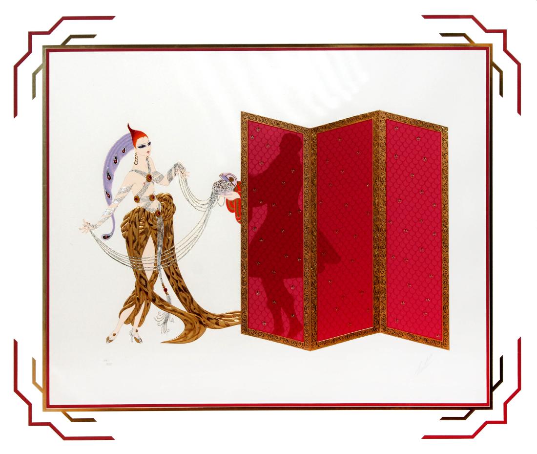 Erte - The Mystery of the Courtesan: Artist: Erte Title: The Mystery of the Courtesan Year: 1986 Dimensions: 26in. by 31.25in. Edition: 133 form hte limited editio nof 300 Publisher: Atelier Gourdo