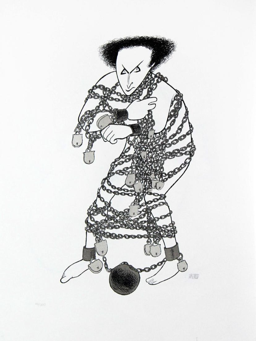 Al Hirschfeld - Houdini: Artist: Al Hirschfeld Title: Houdini Dimensions: 23.25in. by 17.5in. Edition: 16 from the limited edition of 300 Medium: Original lithograph on paper Condition: