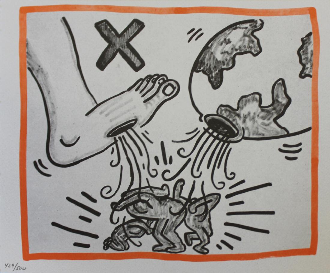 Keith Haring, from Against All Odds: Artist: Keith Haring Suite: Against All Odds Year: 1990 Medium: Lithograph Edition: From the rare limited edition of 500 Size: 10 1/3" x 8 1/2" COA provided. Guaranteed authentic.