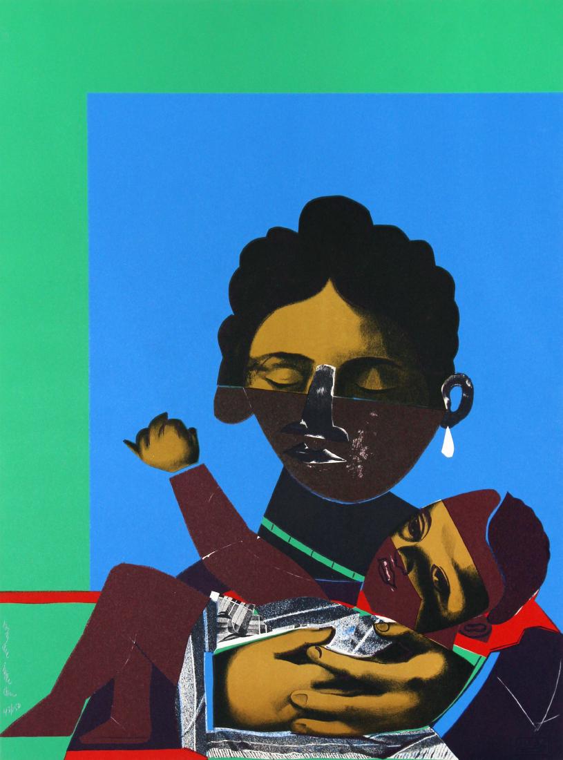Romare Bearden - Mother and Child: Artist: Romare Bearden Title: Mother and Child Year: 1977 Dimensions: 24in. by 18in. Edition: 43 from the rare limited edition of 150 Medium: Original serigraph