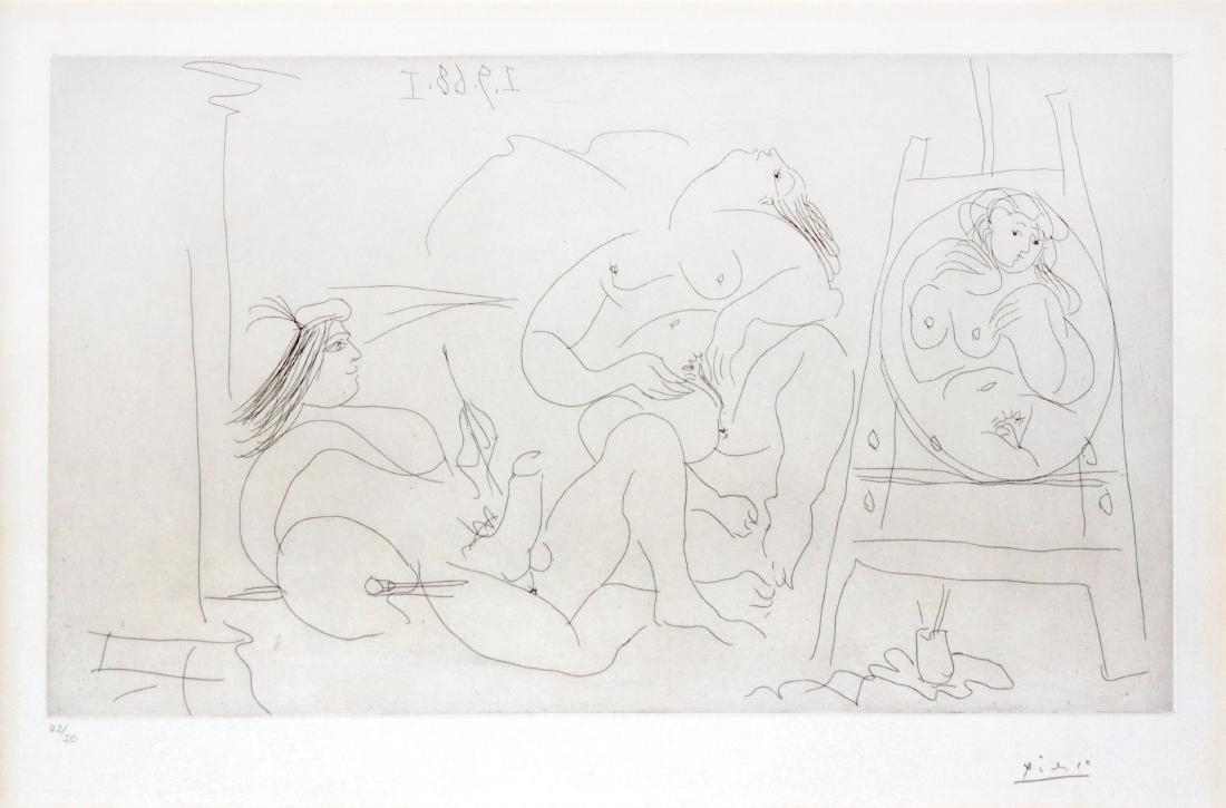 Pablo Picasso - Picasso Raphael et la Fornartina Vi:: Artist: Pablo Picasso Title: Picasso Raphael et la Fornartina Vi: enfin seuls! Series 347 Year: 1968 Dimensions: 11.6in. by 20in. Edition: 42 from the limited edition of 50