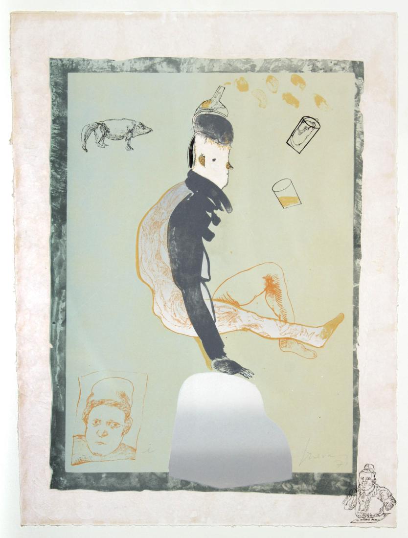 Jose Luis Cuevas - Tattooed Acrobat: Artist: Jose Luis Cuevas Title: Tattooed Acrobat Year: 1972 Dimensions: 30in. by 22.25in. Edition: From the rare limited edition Publisher: Collectors Press