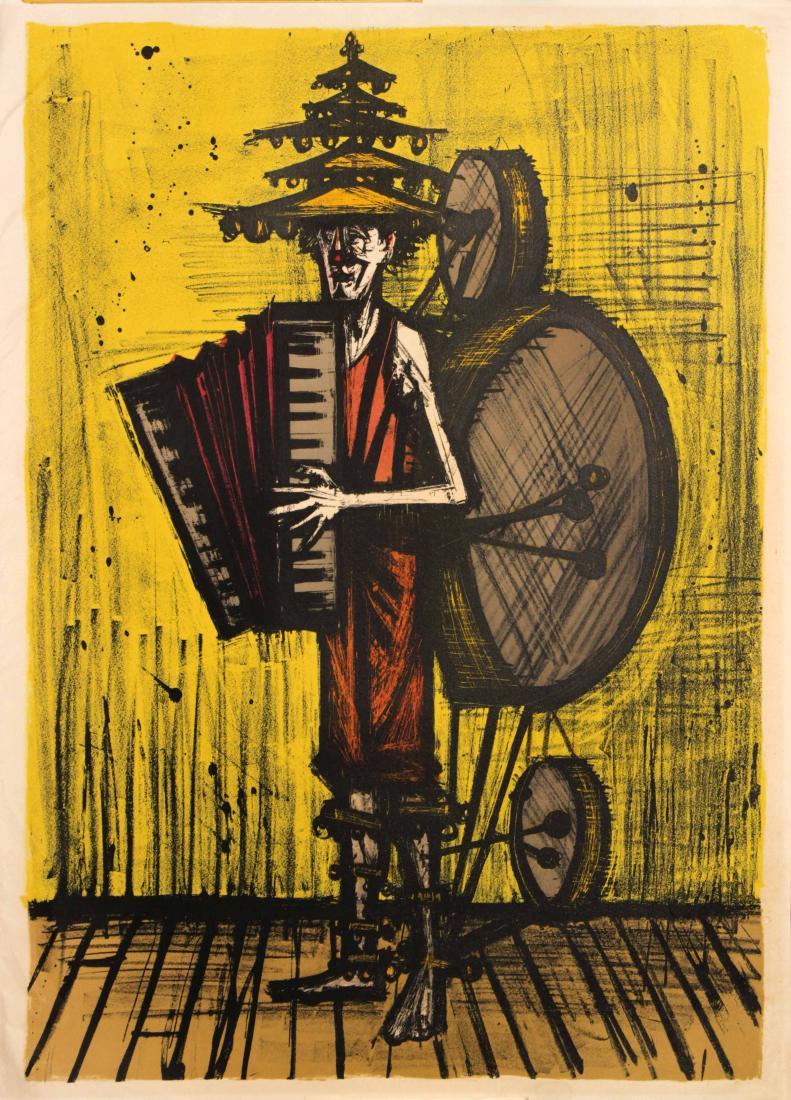 Bernard Buffet - L'jomme orchestre: Artist: Bernard Buffet Title: L'jomme orchestre Year: 1968 Dimensions: 28in. by 20in. Edition: From the rare limited edition Publisher: Editions Fernand Mourlot