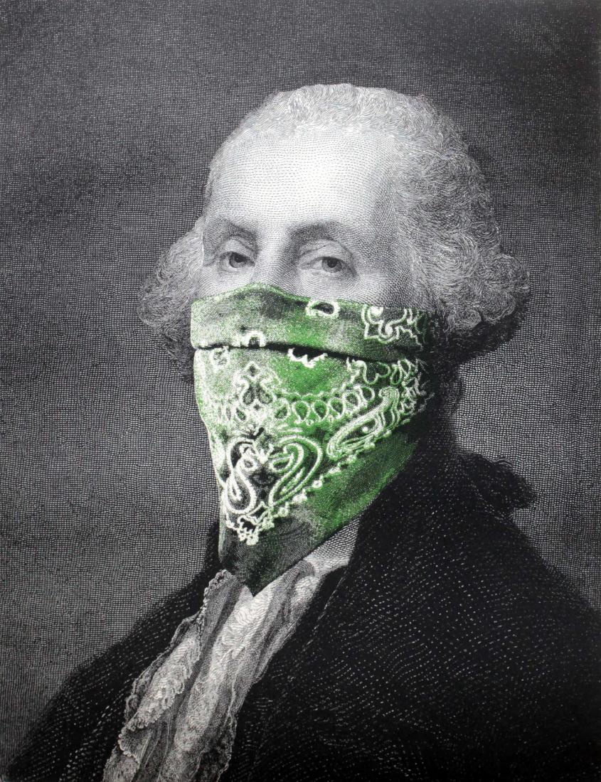 Mr. Brainwash - President's Day - Bandana: Artist: Mr. Brainwash Title: President's Day - Bandana Year: 2018 Dimensions: 22in. by 18in. Edition: 20 from the limited edition of 50 Medium: Original serigra