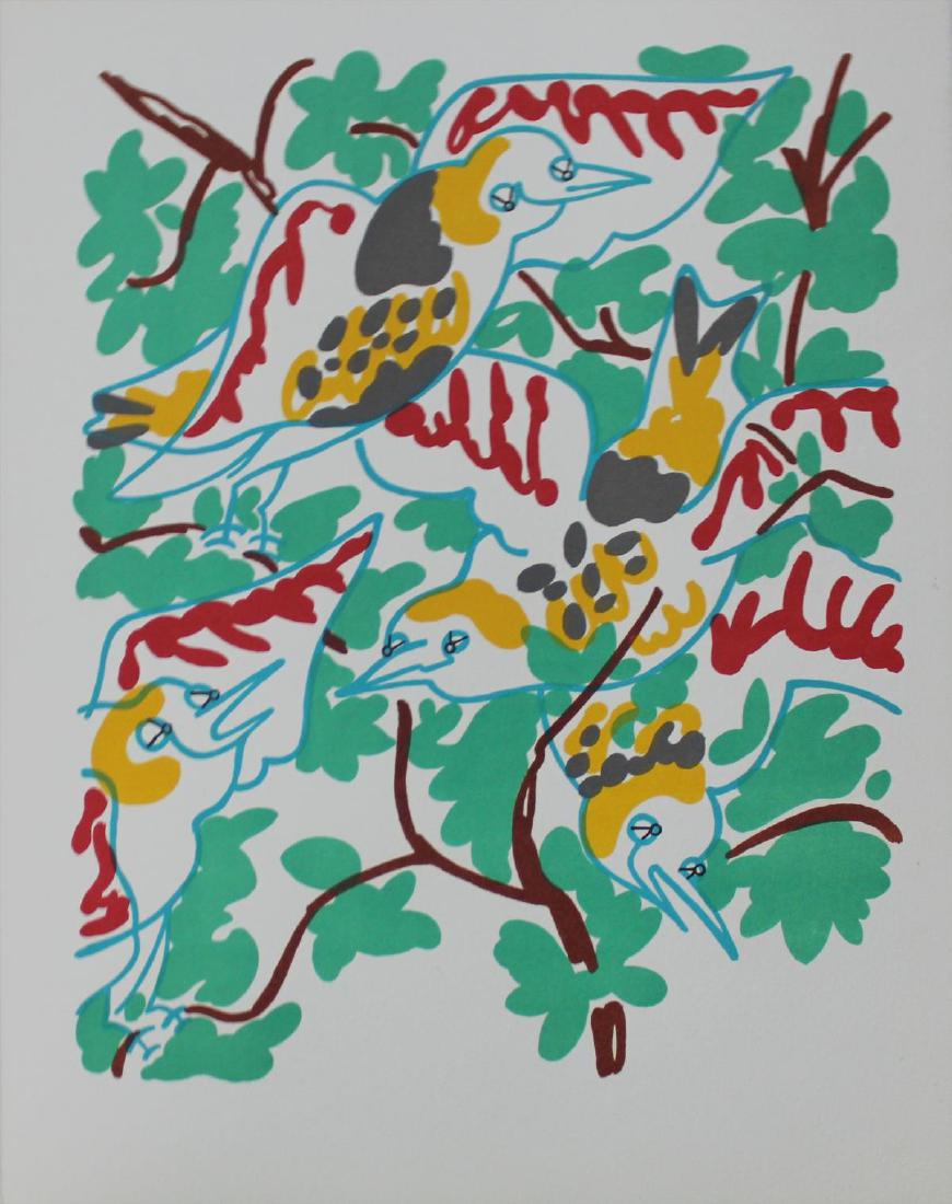 Charles Lapicque - "Le Chant Des Oiseaux" from: Artist: Charles Lapicque Title: "Le Chant Des Oiseaux" from Souvenirs de Portraits d'Artistes. Jacques PrÃƒÂ©vert: Le Coeur ÃƒÂ l'ouvrage. Year: 1972 Dimensions: 12.75in. by 10in. <