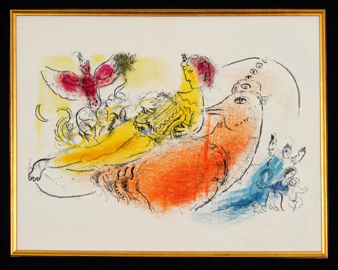 Marc Chagall - The Accordionist: Artist: Marc Chagall Title: The Accordionist Year: 1957 Dimensions: 17.25in. by 13.25in. Edition: From the rare limited edition Suite: Derriere le Miroior (Behi
