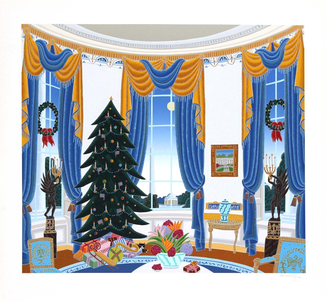 Thomas McKnight - White House Blue Room: Artist: Thomas McKnight Title: White House Blue Room Dimensions: 32in. by 35in. Edition: From the rare limited edition Medium: Original serigraph on paper Condition