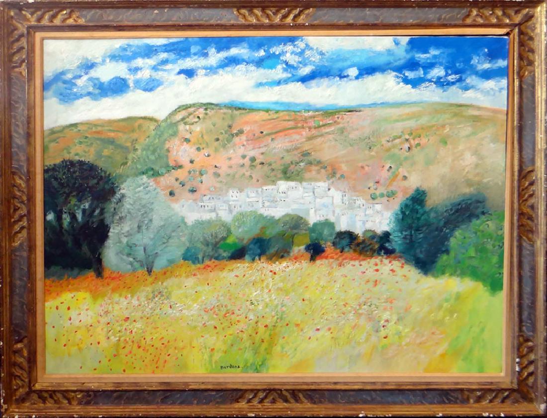 Guy Bardone "Krista aux Coquelicots" Monumental Oil: Artist: Guy Bardone Title: Krista aux Coquelicots (Crete) Monumental Oil Medium: Original oil on canvas Edition: Rare original work of art Signature: Hand signed by the artist, lower margin COA prov