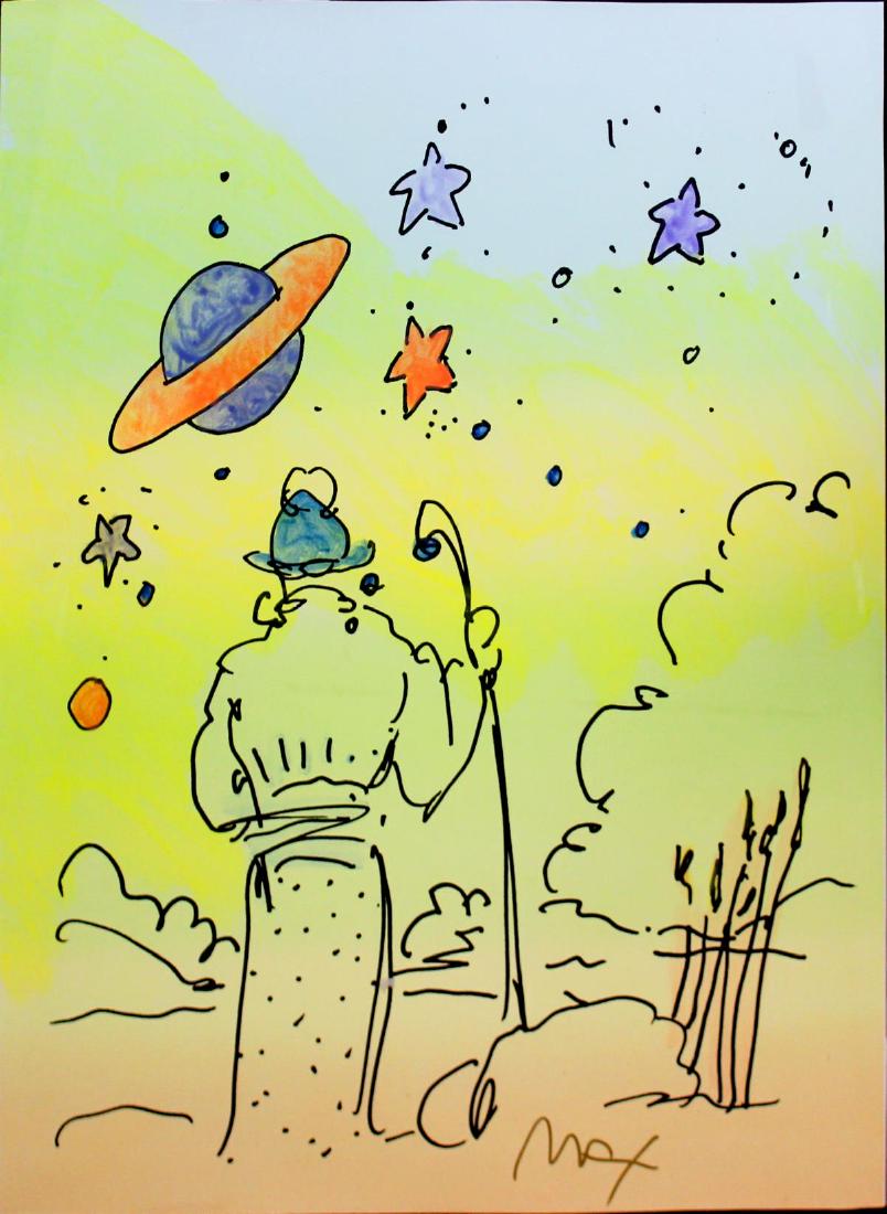 Peter Max - Cosmos: Artist: Peter Max Title: Cosmos Dimensions: 24in. by 19in. Edition: Rare one-of-a-kind work of art Medium: Mixed media on paper Condition: Excellent