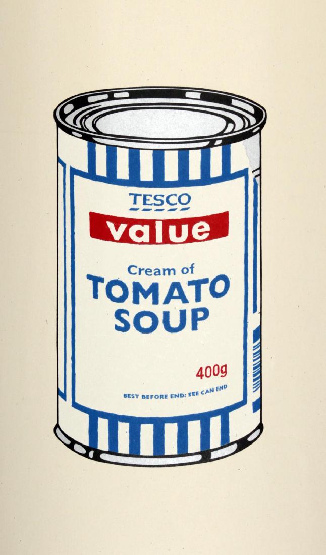 Banksy - Soup Can: Artist: Banksy Title: Soup Can Year: 2005 Dimensions: 19.7in. by 13.8in. Edition: From the rare limited edition Medium: Original silkscreen on paper