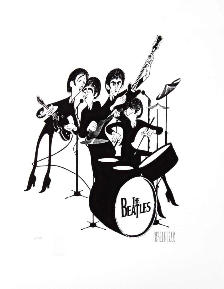 Al Hirschfeld - The Beatles: Artist: Al Hirschfeld Title: The Beatles Dimensions: 16in. by 20in. Edition: 4 from the limited edition of 100 Medium: Original lithograph on paper Condition: M