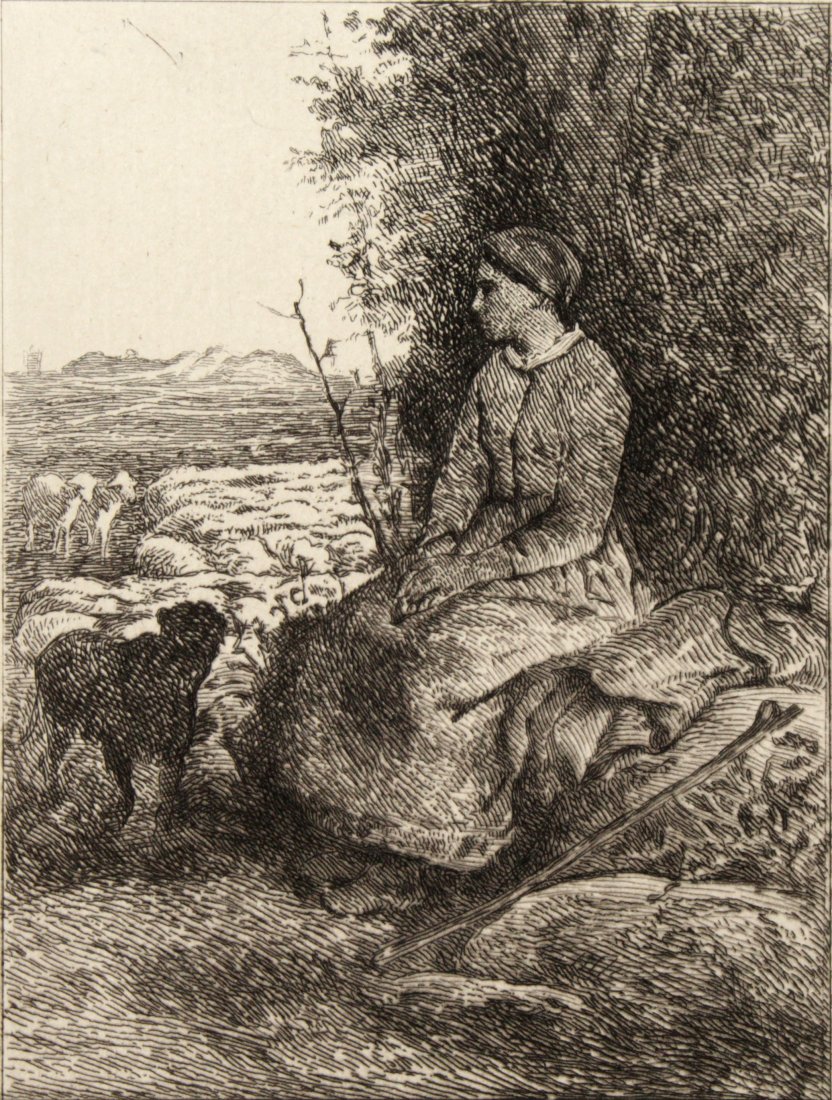 Jean-Francois Millet (After) - Bergere Pres Dun Bois: Artist: Jean-Francois Millet (After) Title: Bergere Pres Dun Bois Year: 1873 Dimensions: 11.5in. by 8in. Edition: From the rare limited edition Publisher: Galer