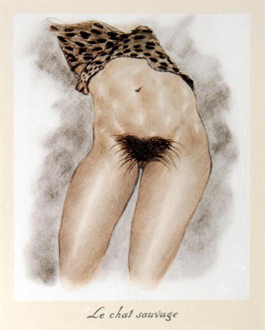 Edouard Chimot - Le Chat Sauvage (The Wild Pussy): Artist: Edouard Chimot Title: Le Chat Sauvage Year: 1937 Dimensions: 9.8in. by 11.8in. Edition: From the rare limited edition Publisher: Anonymoously self-publi