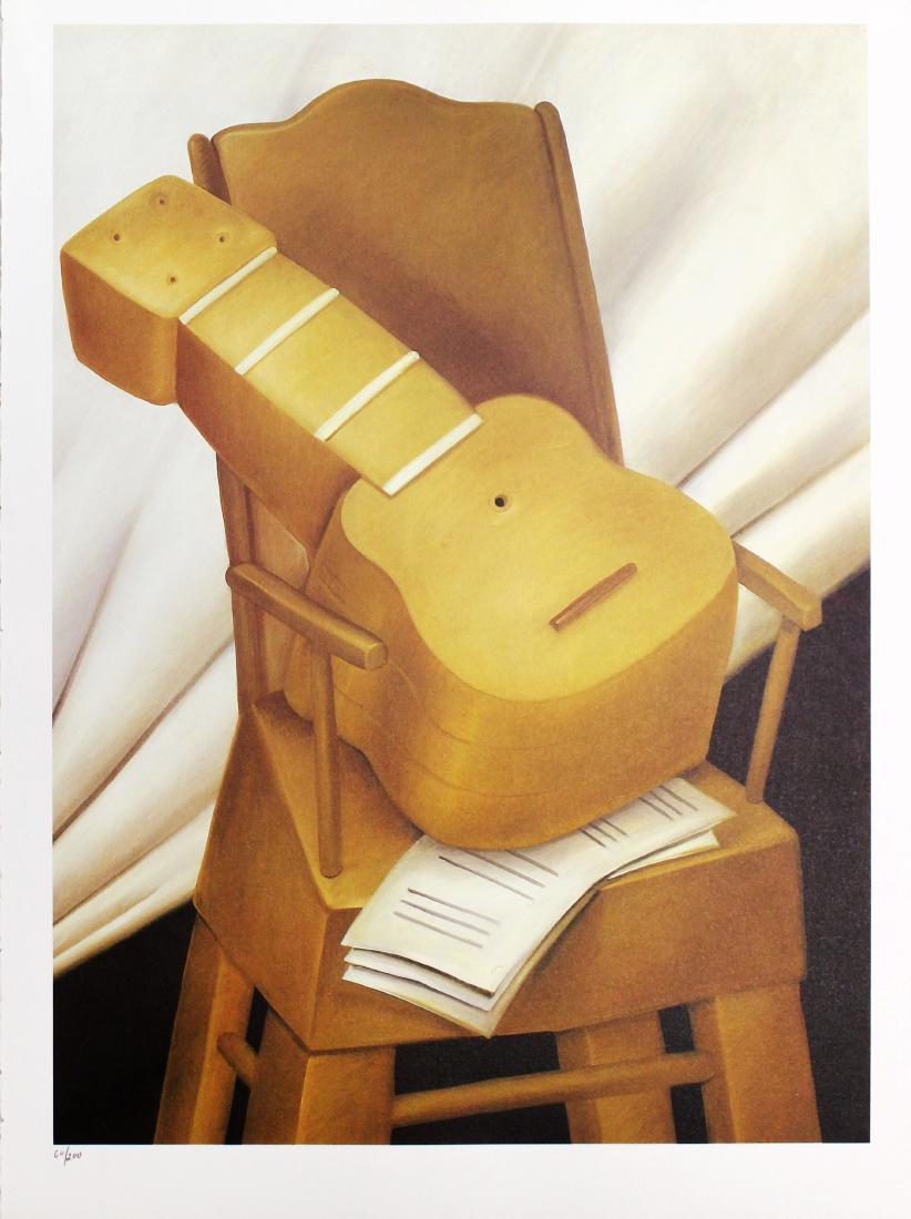 Fernando Botero (after) - Guitar and Chair: Artist: Fernando Botero (after) Title: Guitar and Chair Year: 1983 Dimensions: 16in. by 12in. Edition: 66 from the limited edition of 200 Publisher: Harry N. Ab