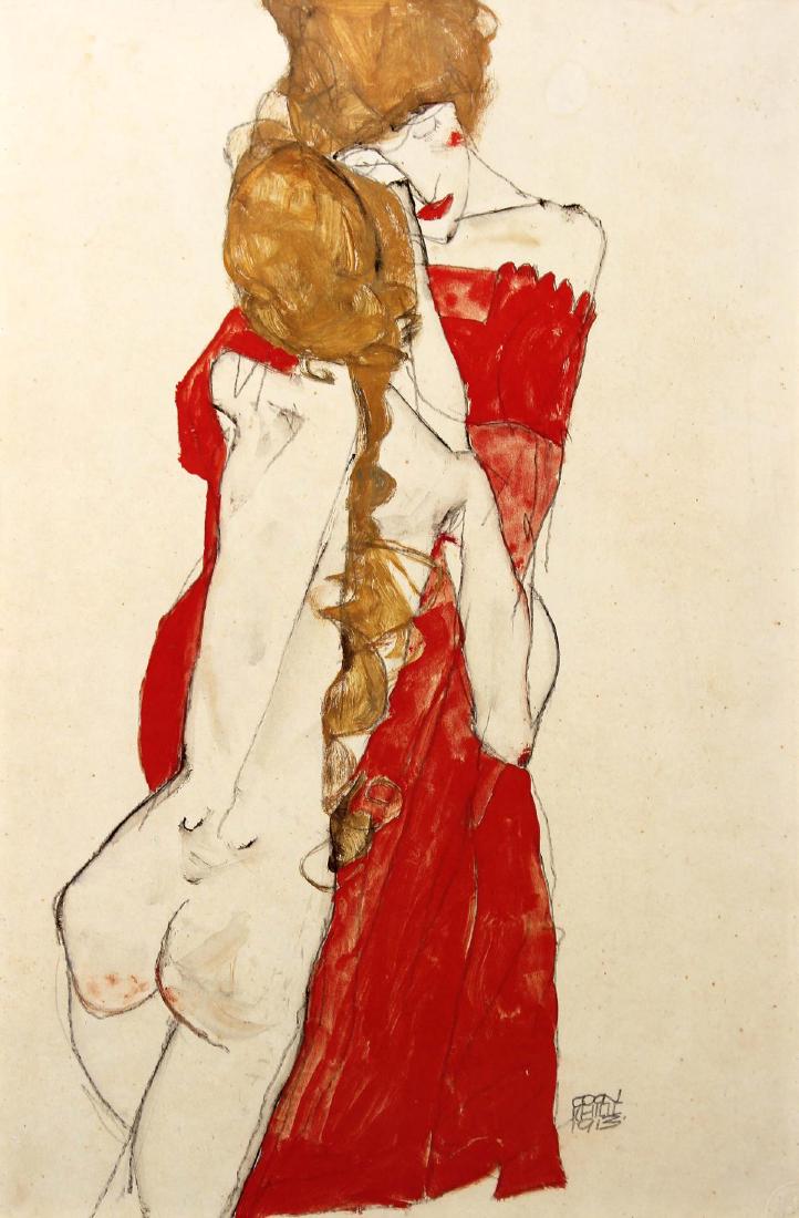 Egon Schiele - Mutter und Tochter: Artist: Egon Schiele Title: Mutter und Tochter Year: 1985 Dimensions: 27in. by 19.25in. Edition: From the rare limited edition of 1000 Publisher: Akademische Dr