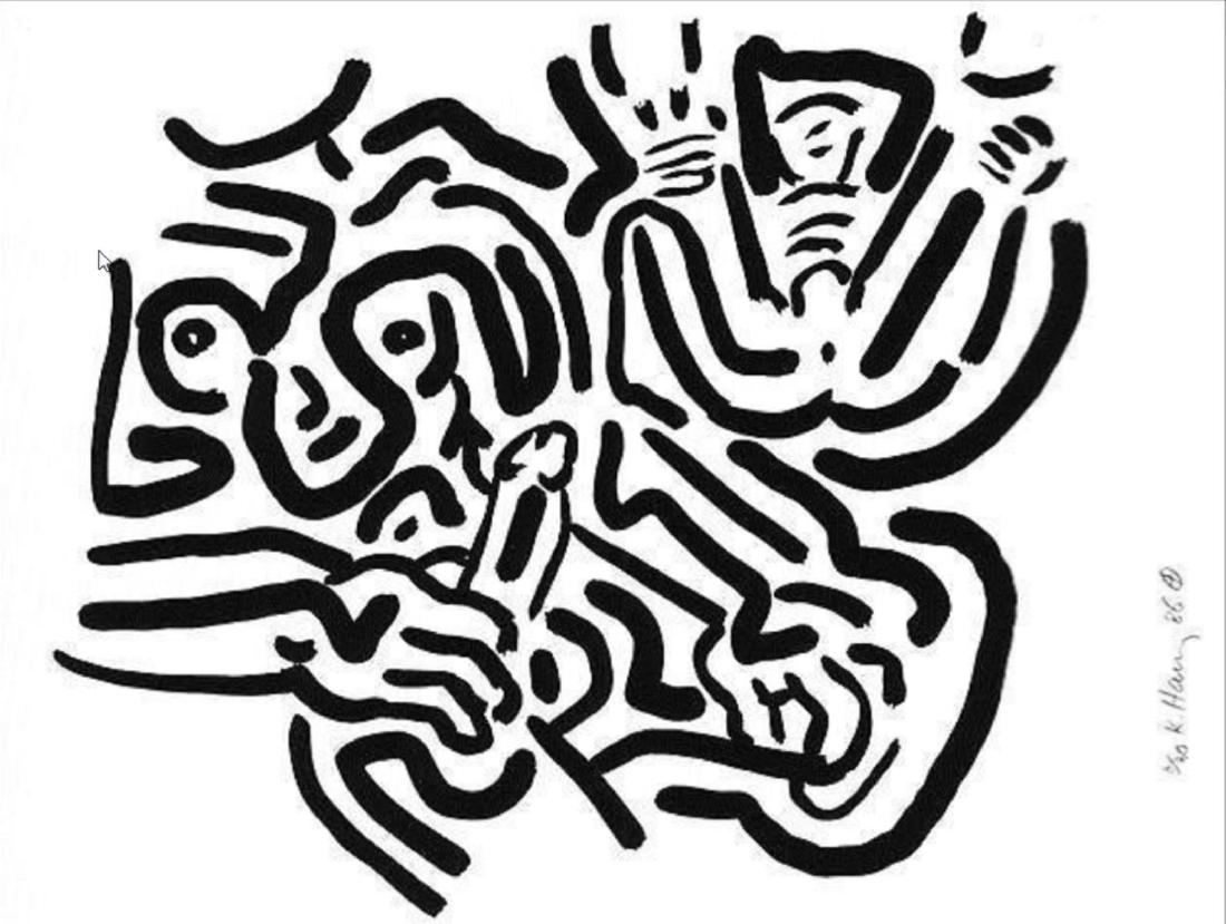 Keith Haring - Untitled: Artist: Keith Haring Title: Untitled Year: 1986 Dimensions: 20in. by 26in. Edition: From the rare limited edition Publisher: Bebert Suite: Bad Bo