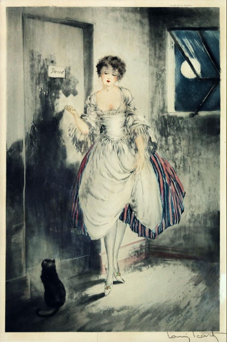 Louis Icart - Pierrot by Moonlight: Artist: Louis Icart Title: Pierrot by Moonlight Year: 1927 Dimensions: 25in. by 18in. Edition: From the rare limited edition Medium: Original etching with hand