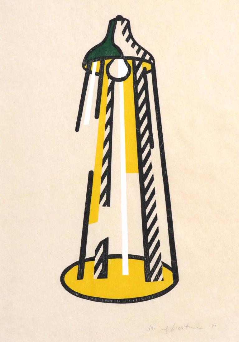 Roy Lichtenstein - Lamp: Artist: Roy Lichtenstein Title: Lamp Year: 1981 Dimensions: 25in. by 18.3in. Edition: 7 from the limited edition of 30 Medium: Original woodcut on paper