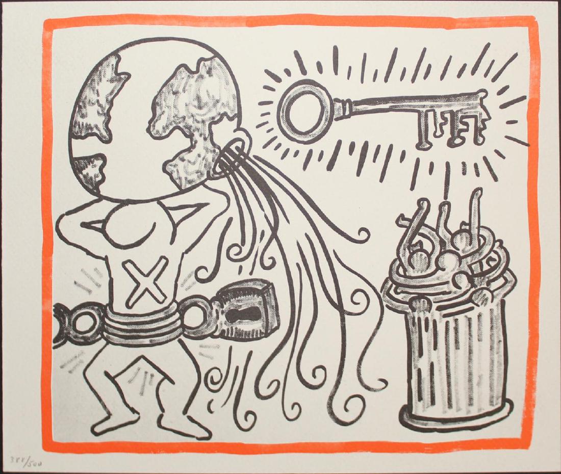 Keith Haring - Untitled: Artist: Keith Haring Title: Untitled Year: 1989 Dimensions: 8.50in. by 10.38in. Edition: From the rare limited edition of 500 Publisher: Bébert Publishing Hous