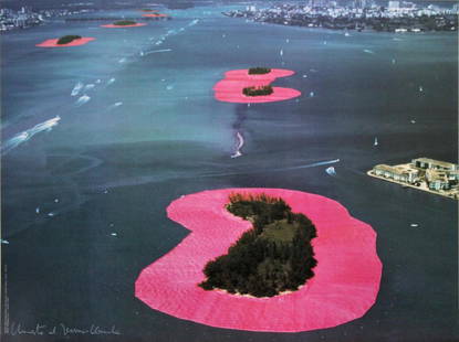 Christo - Surrounded Islands: Artist: Christo Title: Surrounded Islands Year: 1983 Dimensions: 33in. by 25.2in. Edition: From the rare limited edition Medium: Original offset lithograph on p