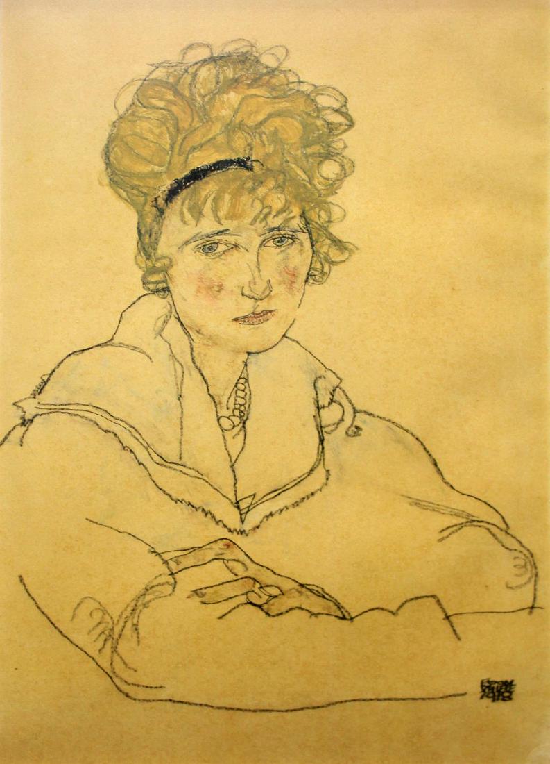 Egon Schiele - Portrait of Edith Schiele: Artist: Egon Schiele Title: Portrait of Edith Schiele Year: 1985 Dimensions: 27in. by 19.25in. Edition: 412 from the rare limited edition of 1000 Publisher: Aka