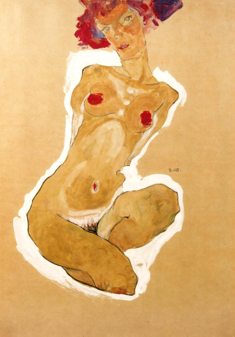 Egon Schiele - Hockender Weiblicher Akt: Artist: Egon Schiele Title: Hockender Weiblicher Akt Year: 1985 Dimensions: 27in. by 19.25in. Edition: From the rare limited edition of 1000 Publisher: Akademis