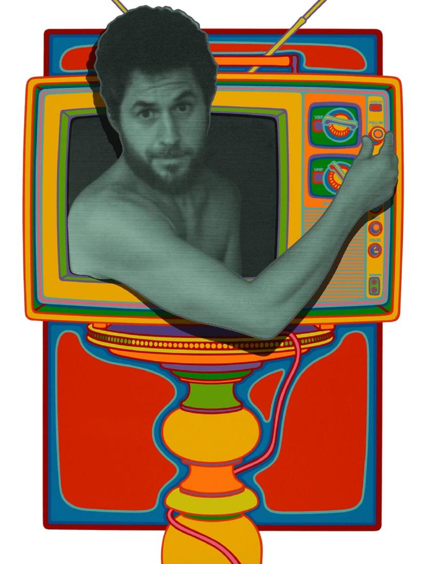 Clayton Pond - Self-Portrait in Color TV: Artist: Clayton Pond Title: Self-Portrait in Color TV Year: 1981 Dimensions: 40in. by 30in. Edition: From the rare limited edition Medium: Original color serigr
