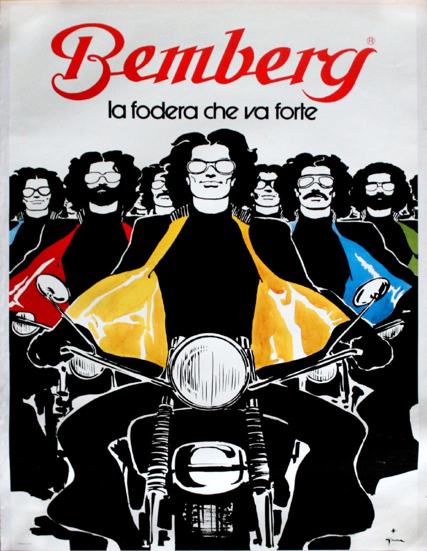 Rene Gruau - Vintage "Bemberg Motorcylce" Poster (1 of 1)