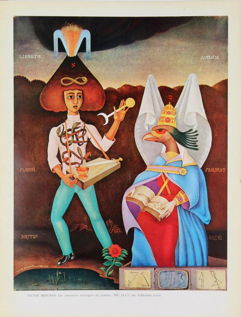 Victor Brauner (After) - Les Amoureux Messagers du: Artist: Victor Brauner (After) Title: Les Amoureux Messagers du Nombre Year: 1964 Dimensions: 12 1/2in. by 9 1/2in. Edition: From the rare limited edition Publishe