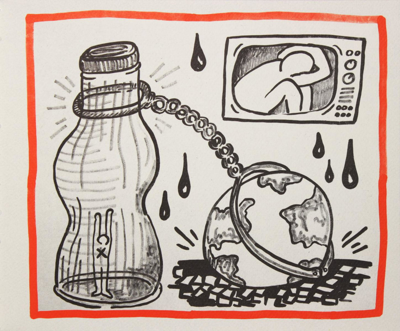 Keith Haring - Untitled: Artist: Keith Haring Title: Untitled Year: 1990 Dimensions: 8.75in. by 10.25in. Edition: From the rare limited edition of 500 Publisher: Bebert Publishing House