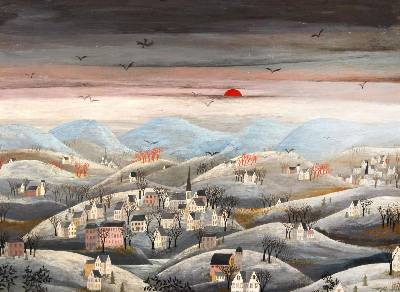 Thomas McKnight - Connecticut Towns Original Oil: Artist: Thomas McKnight Title: Connecticut Towns Original Oil Painting Year: 1964 Dimensions: 27in. by 35in. Edition: A unique and original work of art Medium: