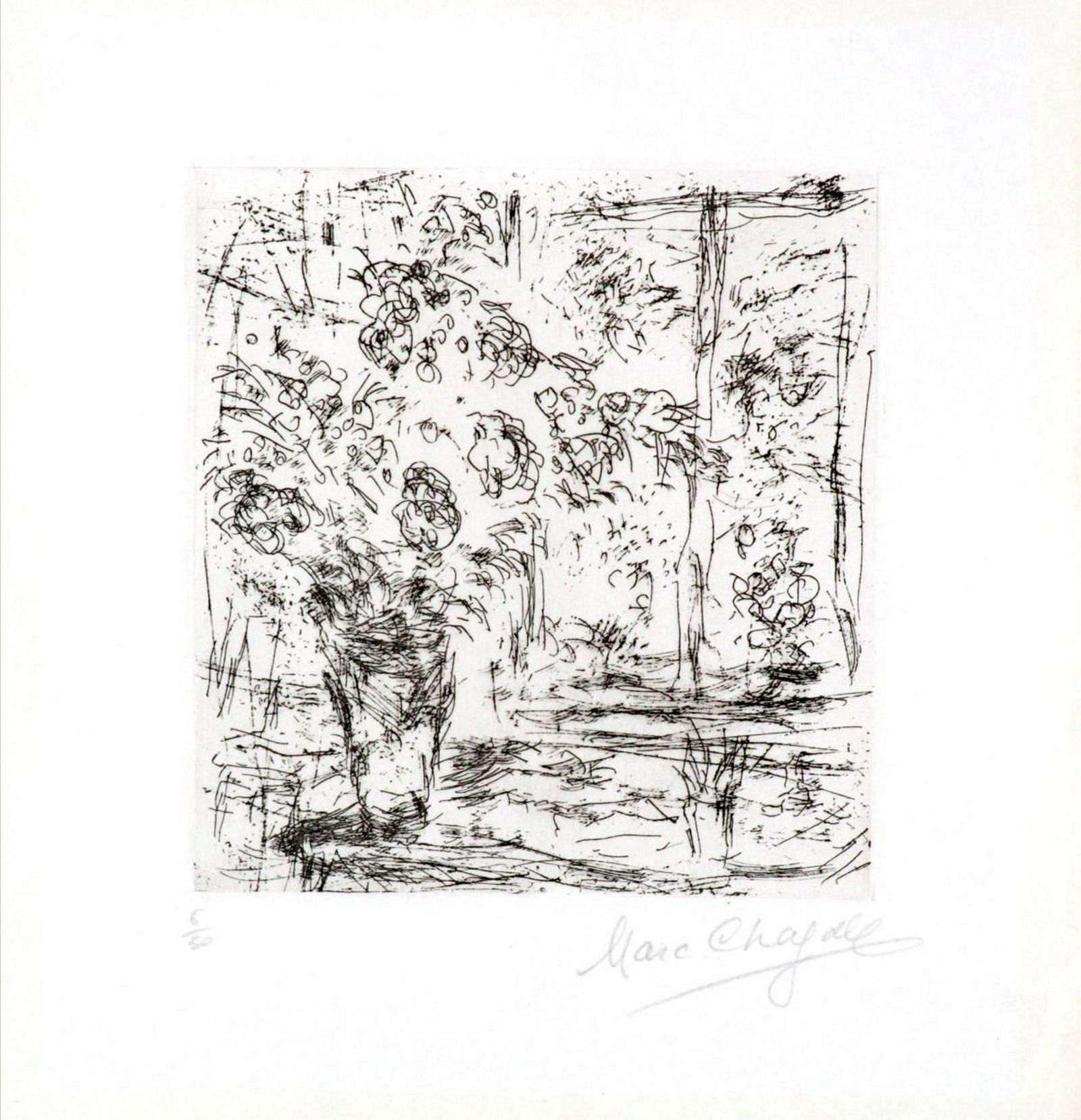 Marc Chagall - La fenetre de l'atelier a Saint-Paul: Artist: Marc Chagall Title: La fenetre de l'atelier a Saint-Paul Year: 1968 Dimensions: 6.5in. by 5.8in. Edition: From the limited edition of 50 Medium: Origina