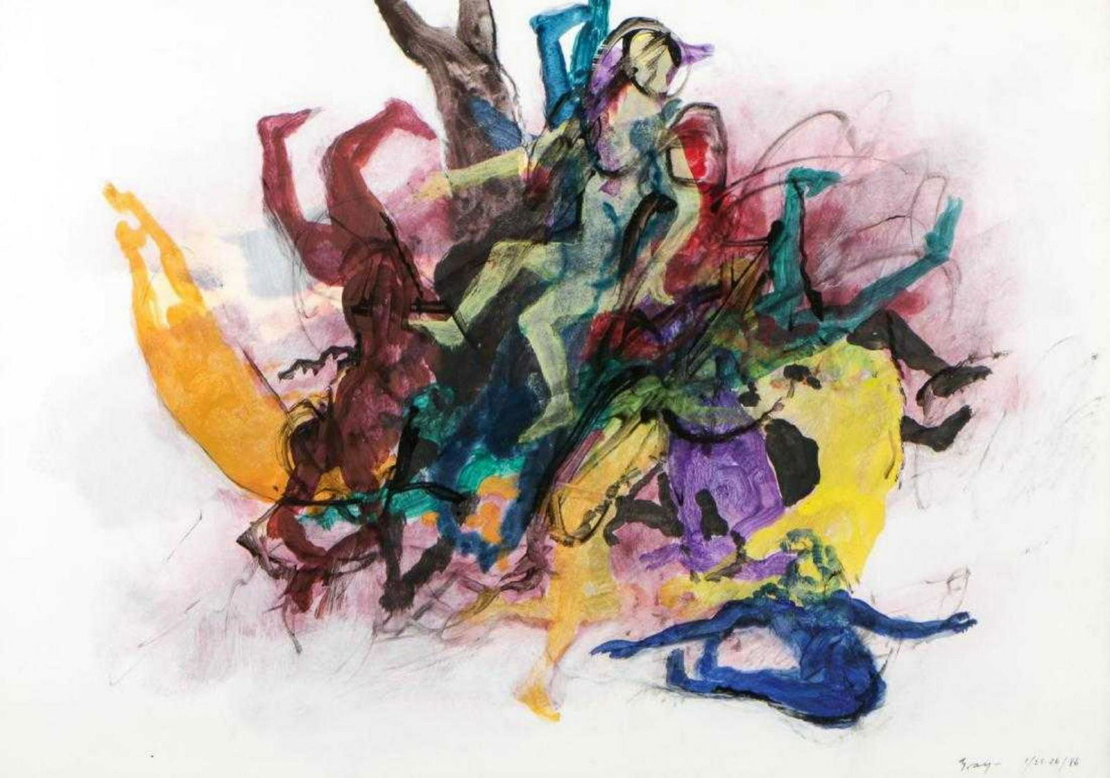 Cleve Gray - Untitled from "Resurrection Series": Artist: Cleve Gray Title: Untitled from "Resurrection Series" Year: 1986 Dimensions: 30in. by 41in. Edition: A rare unique one of a kind artwork Medium: Origina