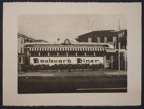 John Baeder - Boulevard Diner: Artist: John Baeder Title: Boulevard Diner Year: 1978 Dimensions: 22in. by 30in. Edition: From the rare limited edition of 200 Medium: Original lithograph on pa