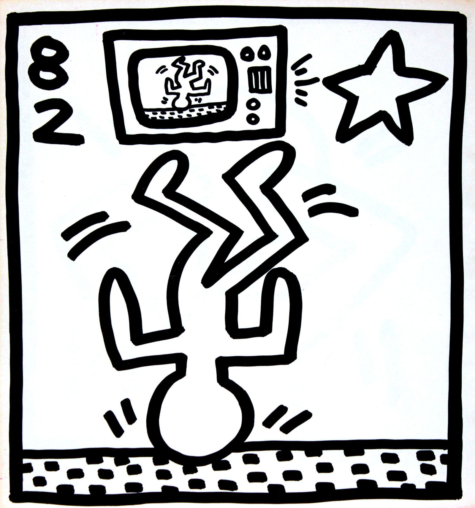 Keith Haring - Untitled from "Tony Shafrazi" portfolio: Artist: Keith Haring Title: Untitled from "Tony Shafrazi" portfolio Year: 1982 Dimensions: 9.3in. by 9.3in. Edition: From the limited edition of 2000 Publisher: