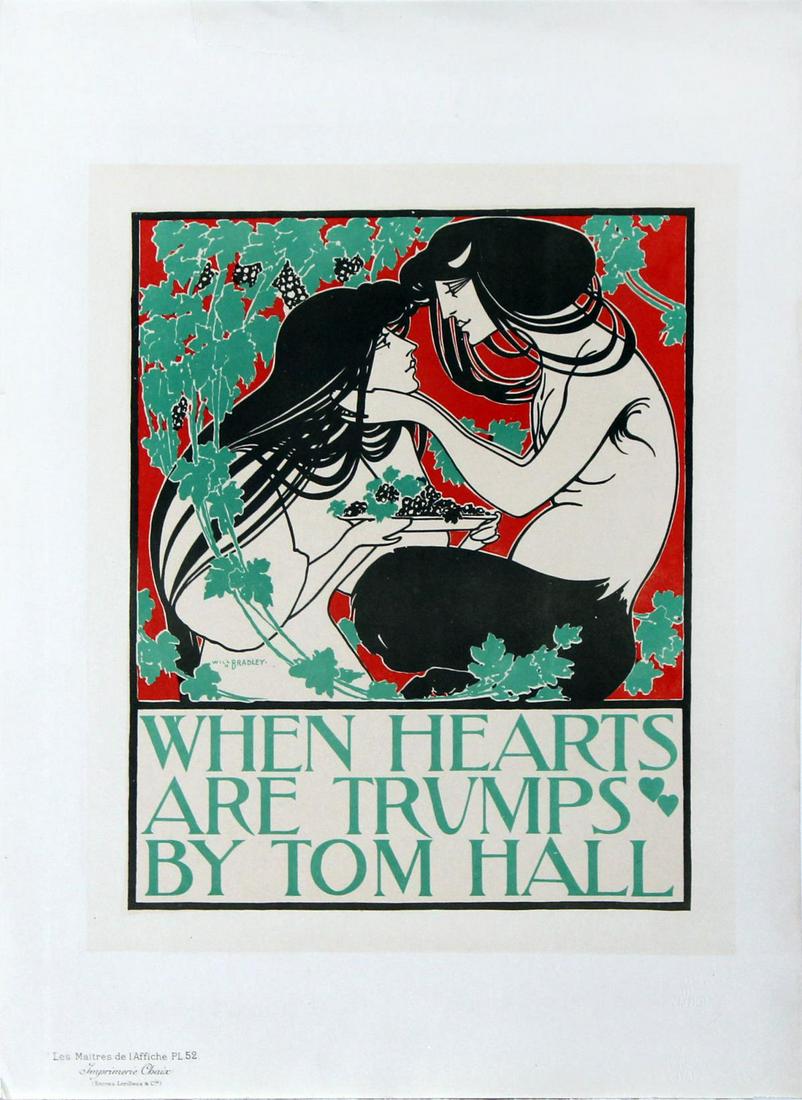 William H. Bradley - "When Hearts are Trumps" Vintage: Artist: William H. Bradley Title: "When Hearts are Trumps" Vintage Poster Year: 1897 Dimensions: 15.25in. by 11.25in. Edition: From the rare limited edition Publish