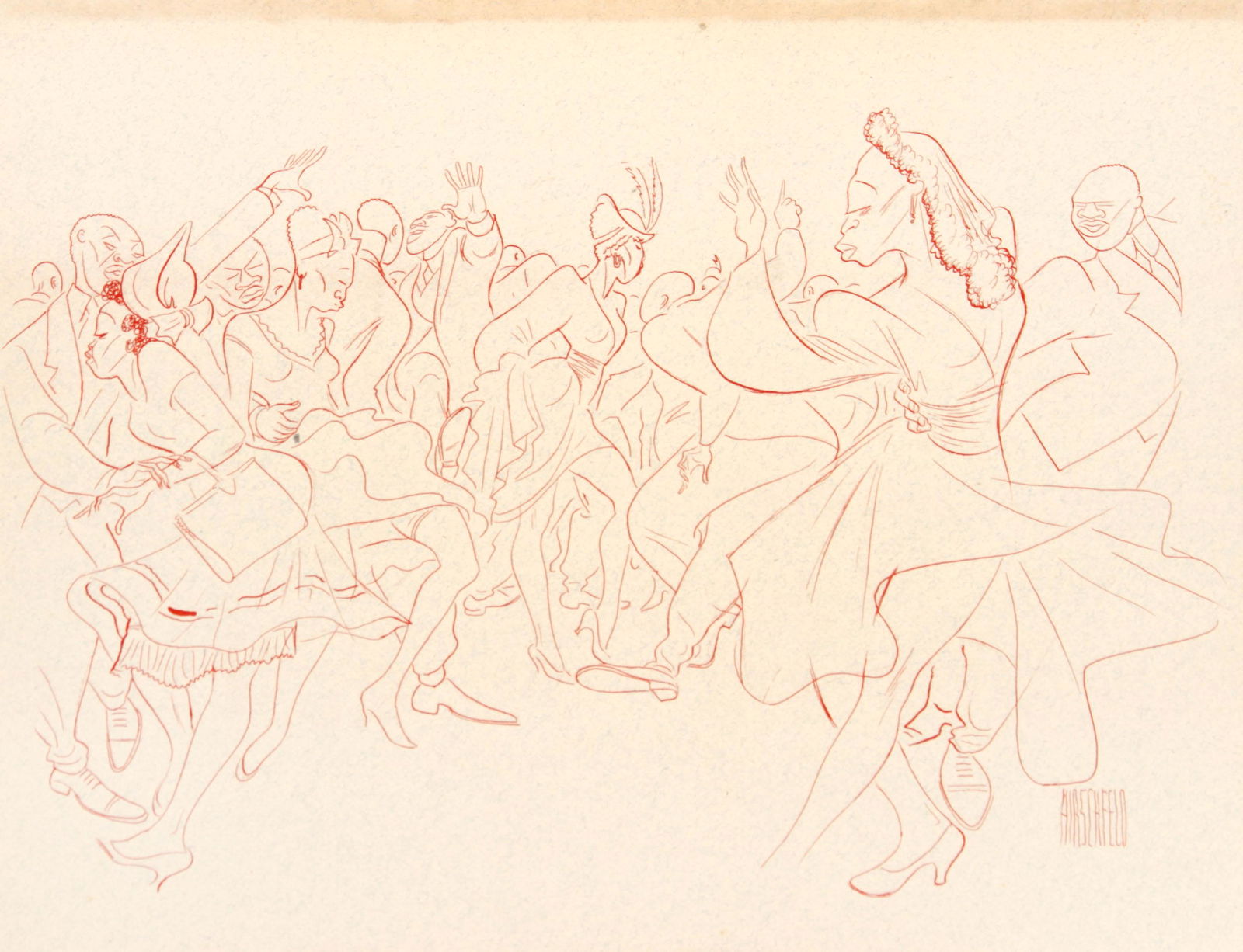 Al Hirschfeld - Stomping at the Savoy: Artist: Al Hirschfeld Title: Stomping at the Savoy Year: 1941 Dimensions: 9.5in. by 12in. Edition: 752 from the limited edition of 1000 Publisher: Hyperion Pres