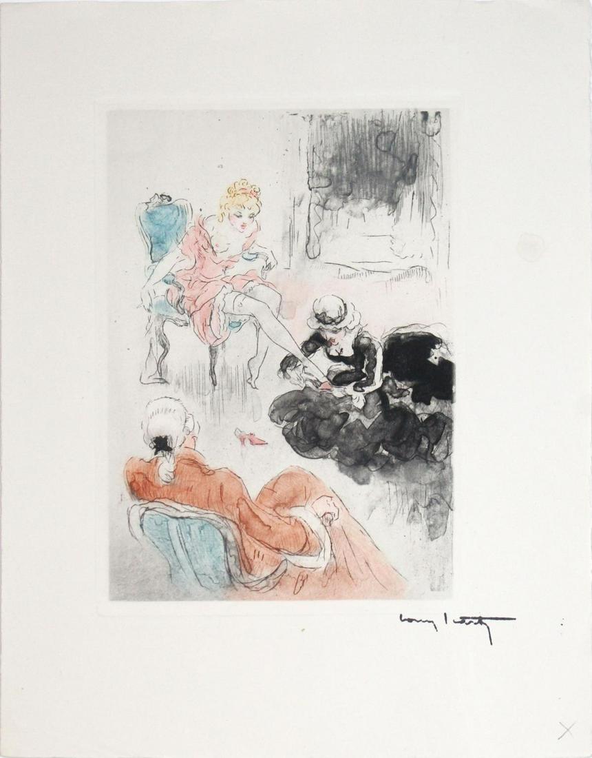 Louis Icart - Foot Fancier: Artist: Louis Icart Title: Foot Fancier Year: 1946 Dimensions: 11in. by 8.5in. Edition: From the rare limited edition of 525 Publisher: Claude Prosper de Crebil