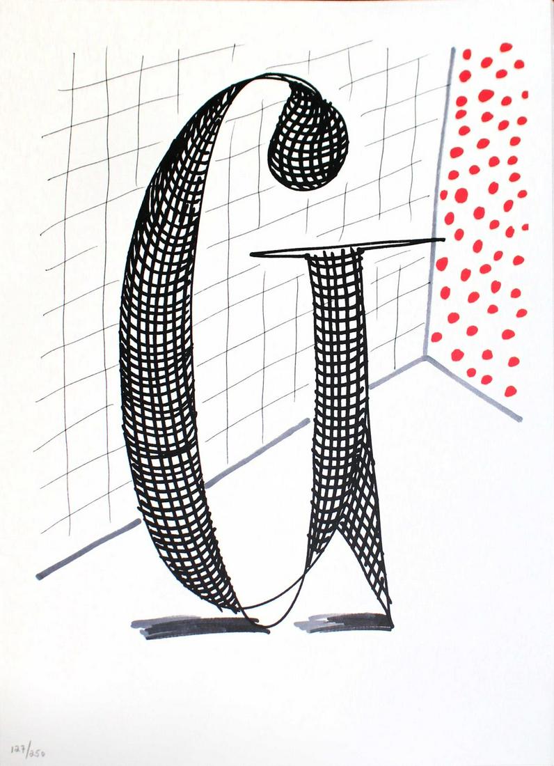 David Hockney - Letter G from "Hockney: Artist: David Hockney Title: Letter G from "Hockney's Alphabet" Year: 1991 Dimensions: 12 5/8in. by 9 5/8in. Edition: From the rare limited edition of 300 Publisher